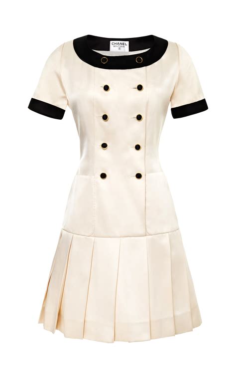 chanel black and white dress original desing|Chanel knee length ladies dresses.